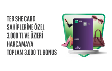 TEB'den Kadın Müşterilerimize Özel 3.000 TL ve üzeri harcamanıza toplam 3.000 TL Bonus!